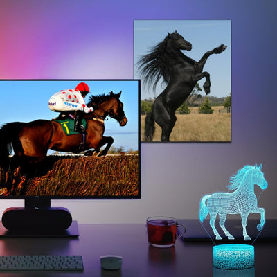 Luz nocturna caballo 3D 16 colores con control remoto