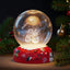 Luz Nocturna Bola Cristal 3D Muñeco Nieve Base Roja Navideña
