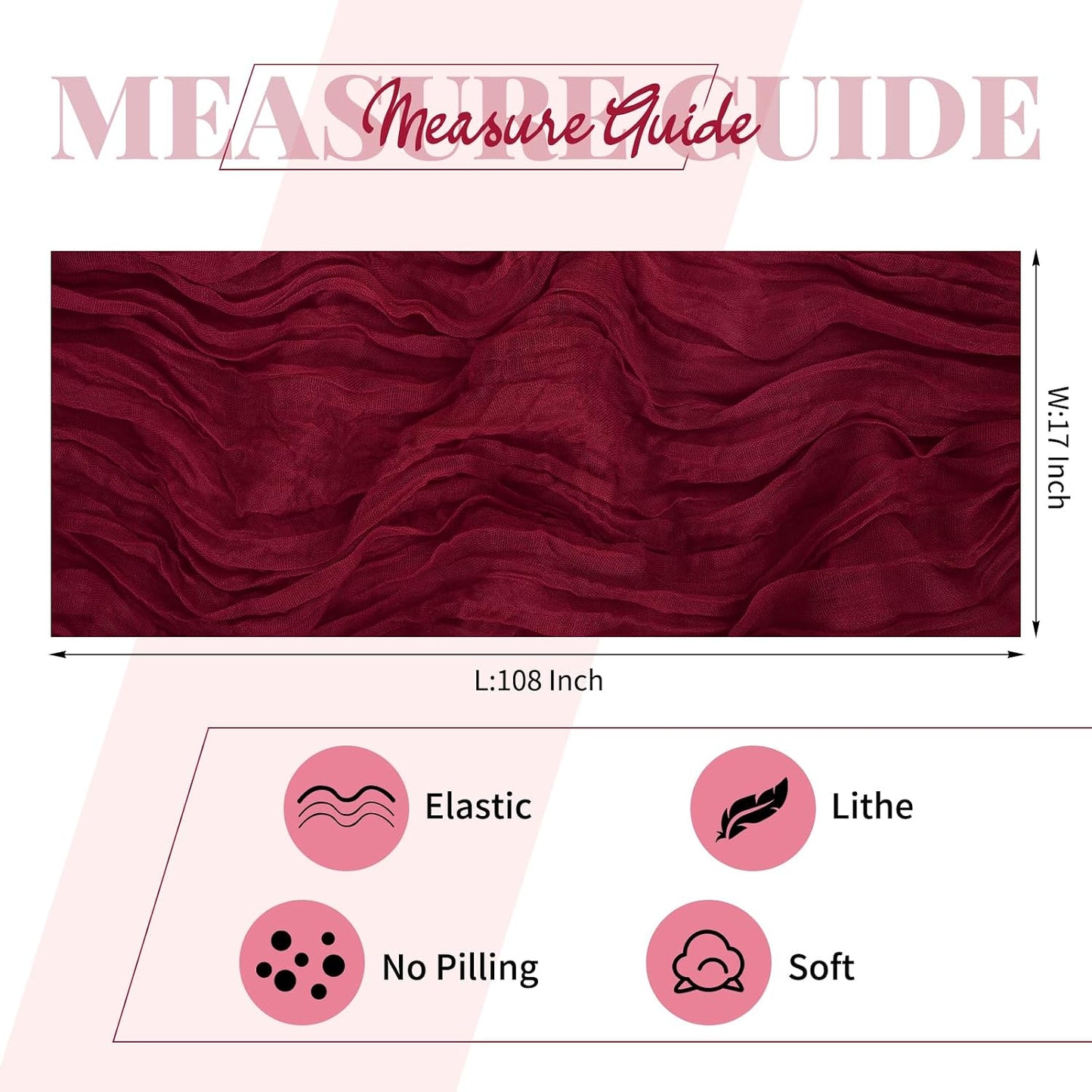 Mesa Estopilla Borgoña 17x108pulg para Bodas