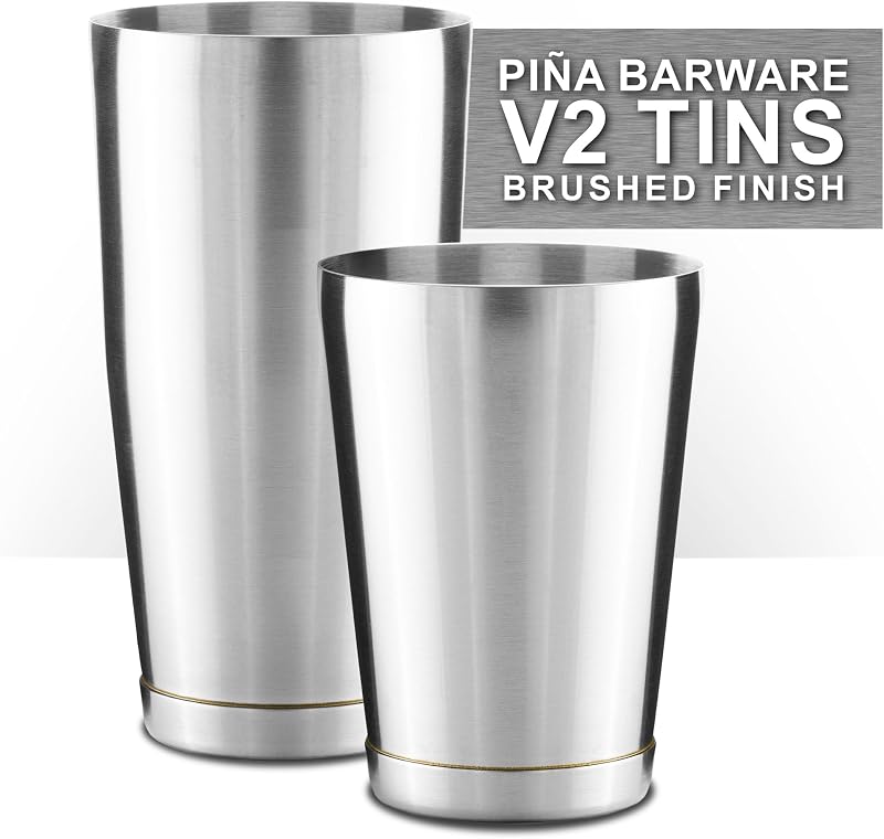 Set Coctelera Boston Acero Inox 800ml y 500ml Cepillo
