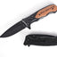 Cuchillo grabado mango madera hoja acero inox negro regalo papá