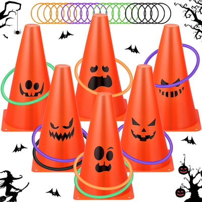 Set 26 Pzas Anillos Lanzamiento Halloween 6 Conos Plástico