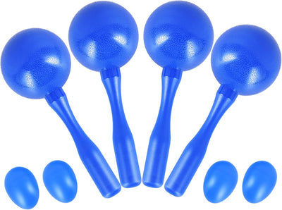 Maracas de percusión con martillo arena ABS color azul 2 pares