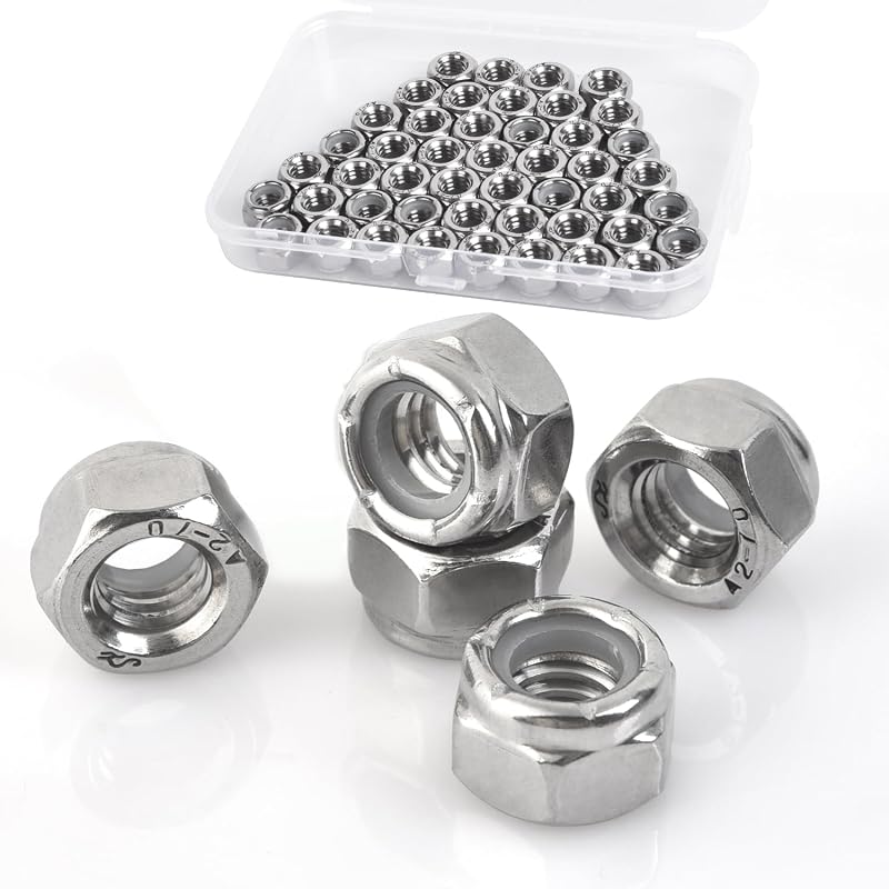 8 Tuercas bloqueo acero inox 304 hexagonales con nailon