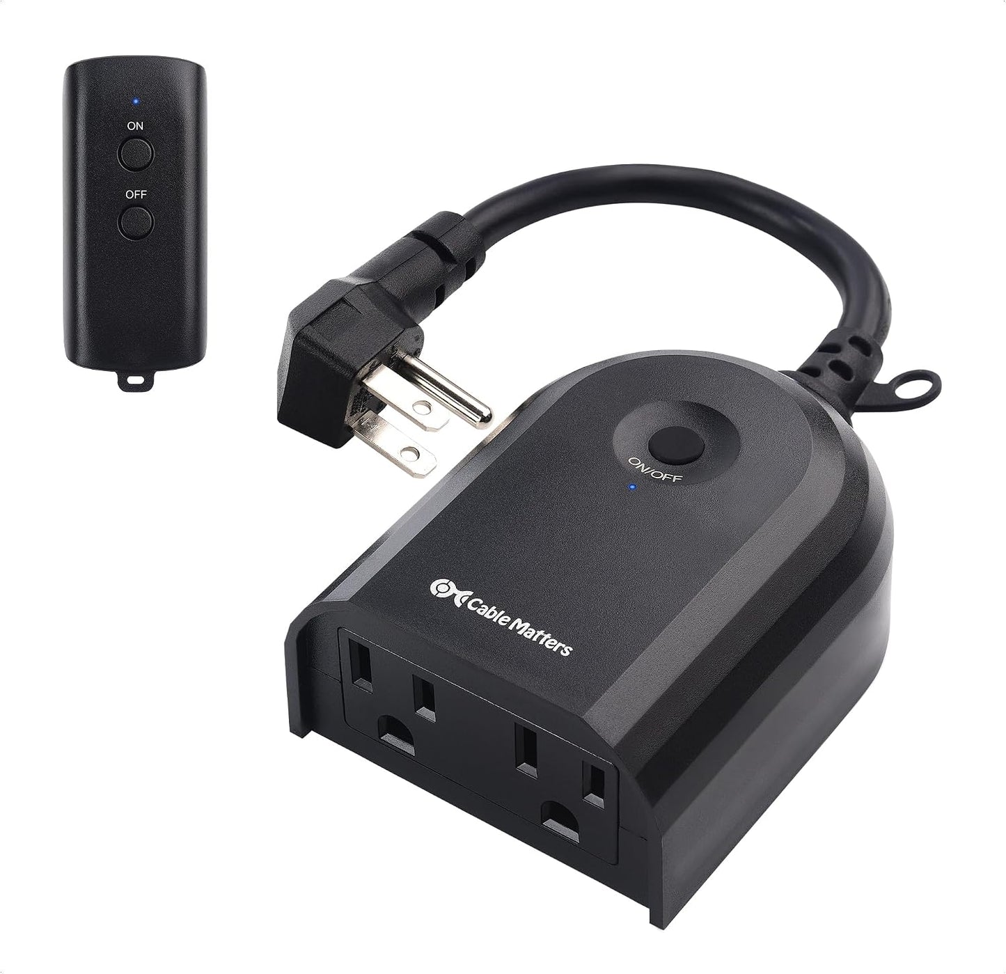 Enchufe control remoto int. ext. 2 tomas plano negro 80pies
