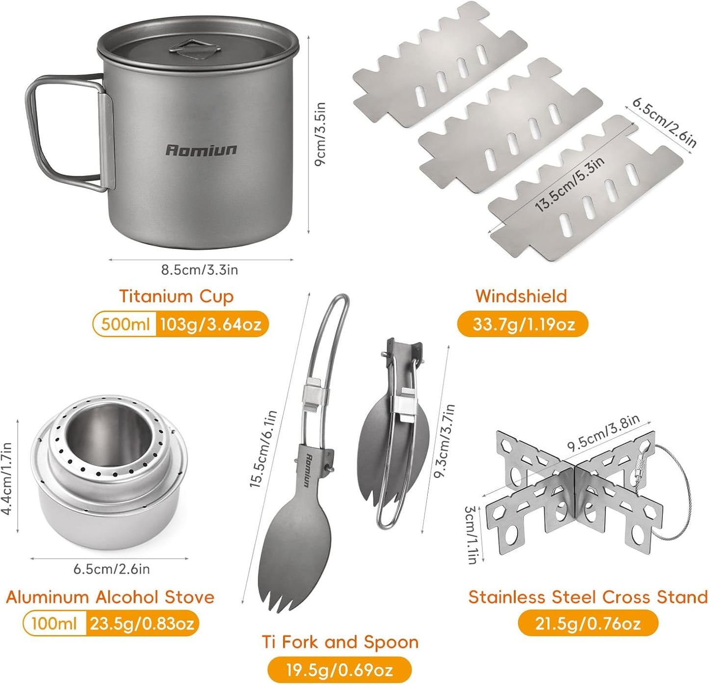 Taza Titanio Soporte Estufa Alcohol Tenedor Plegable