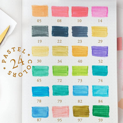 24 Marcadores Doble Punta Pastel Pincel Arte Dibujo