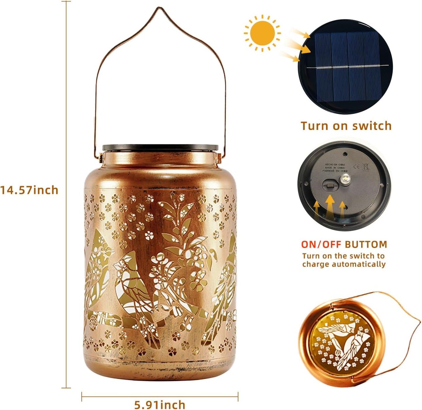 Farol solar exterior 14.6pulg batería 2000mah
