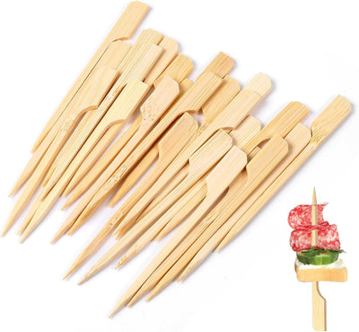 100 Pinchos Bambú 3.5pulg Palillos Madera Aperitivos Cócteles