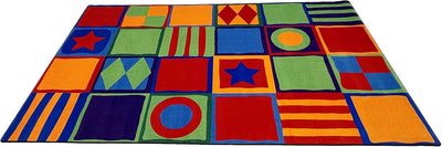 Alfombra para niños cuadros brillantes 4x6ft multicolor