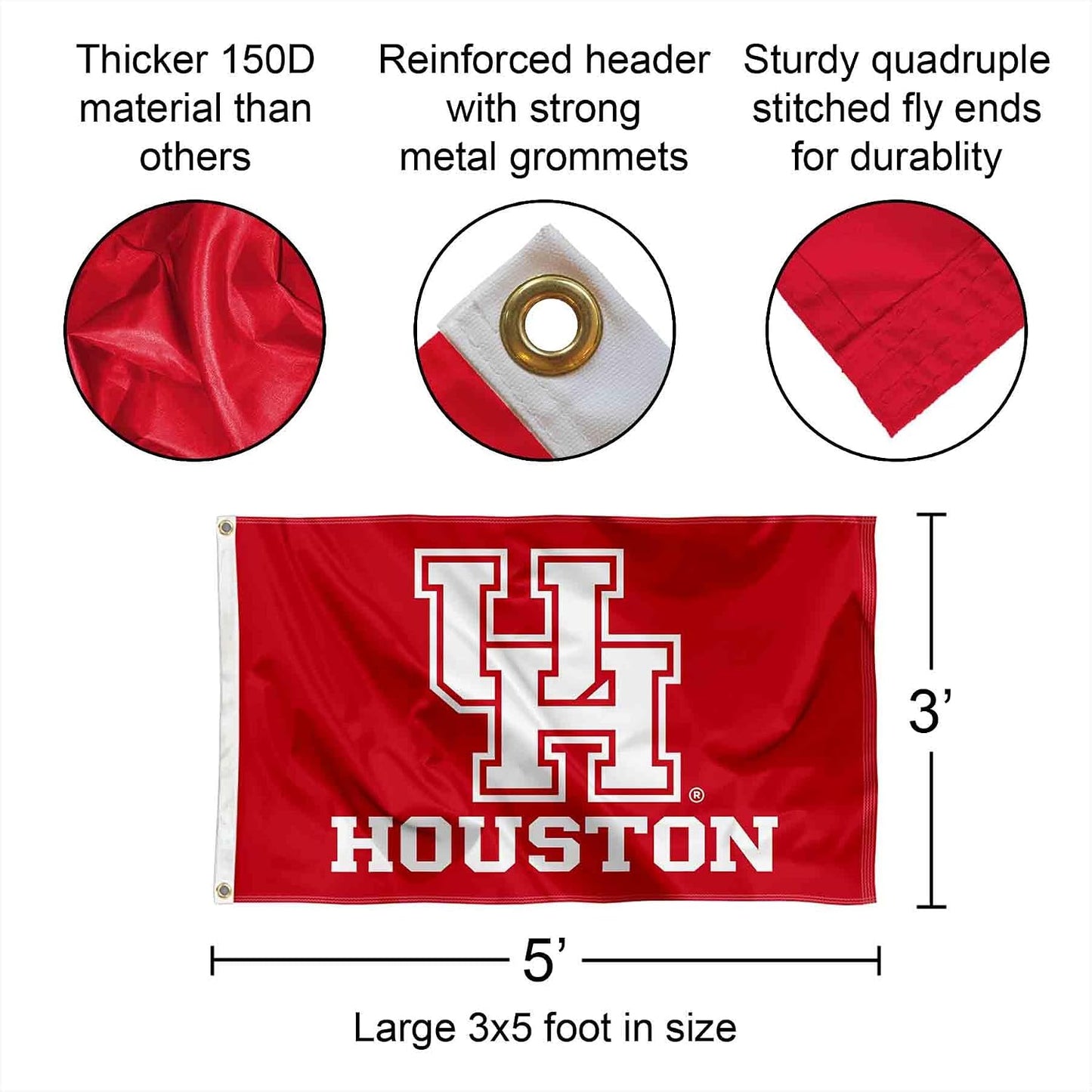 Bandera Houston Cougars 3x5 para exteriores