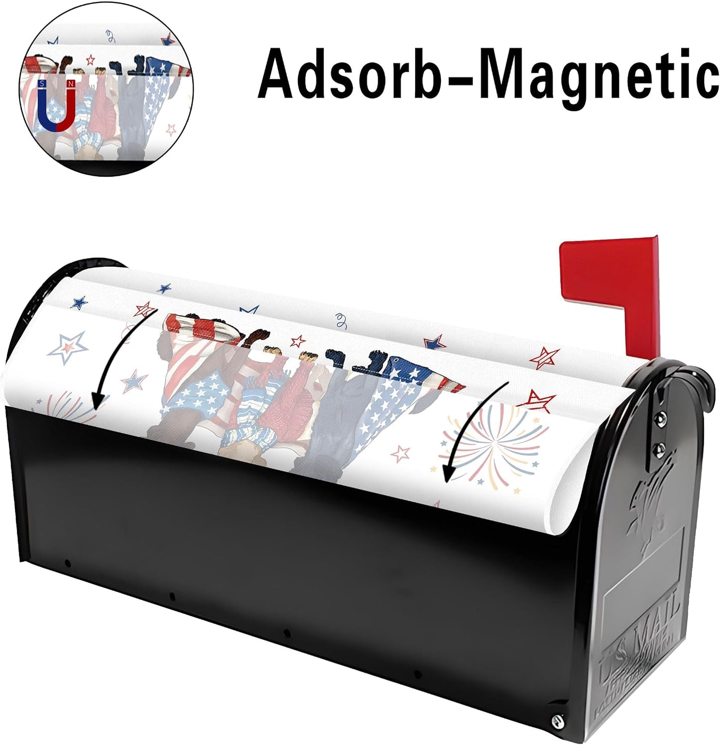 Funda magnética para buzón perro 21x18" bandera patriótica