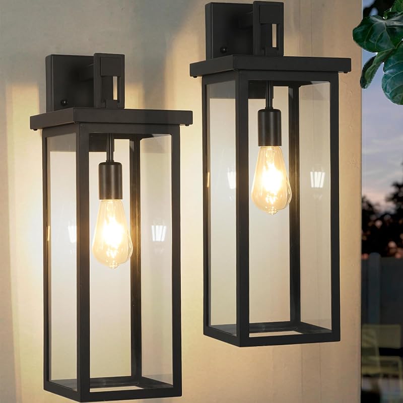 Farol pared moderno E26 con pantalla vidrio transparente
