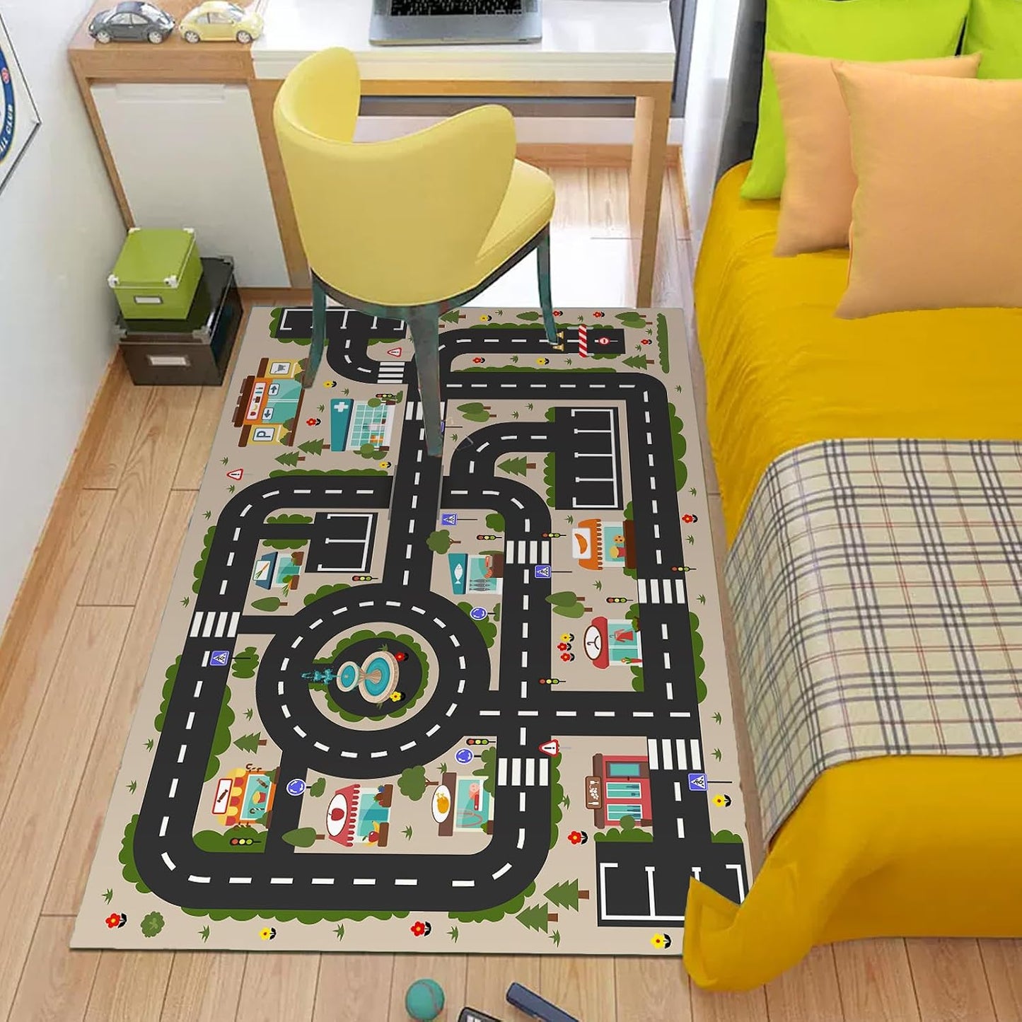 Alfombra de set para niños con mapa de ciudad 39x59