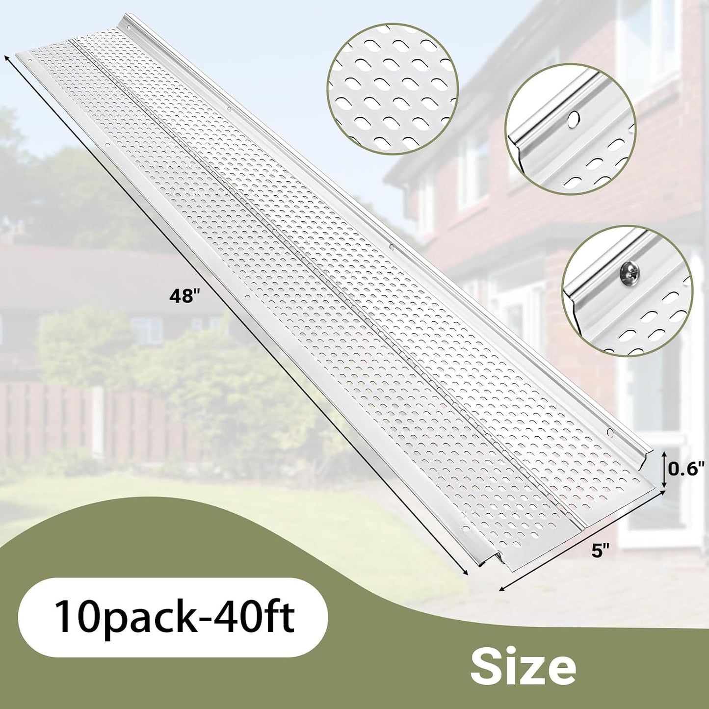 Protector canalón aluminio 5pulg pack 10-40ft