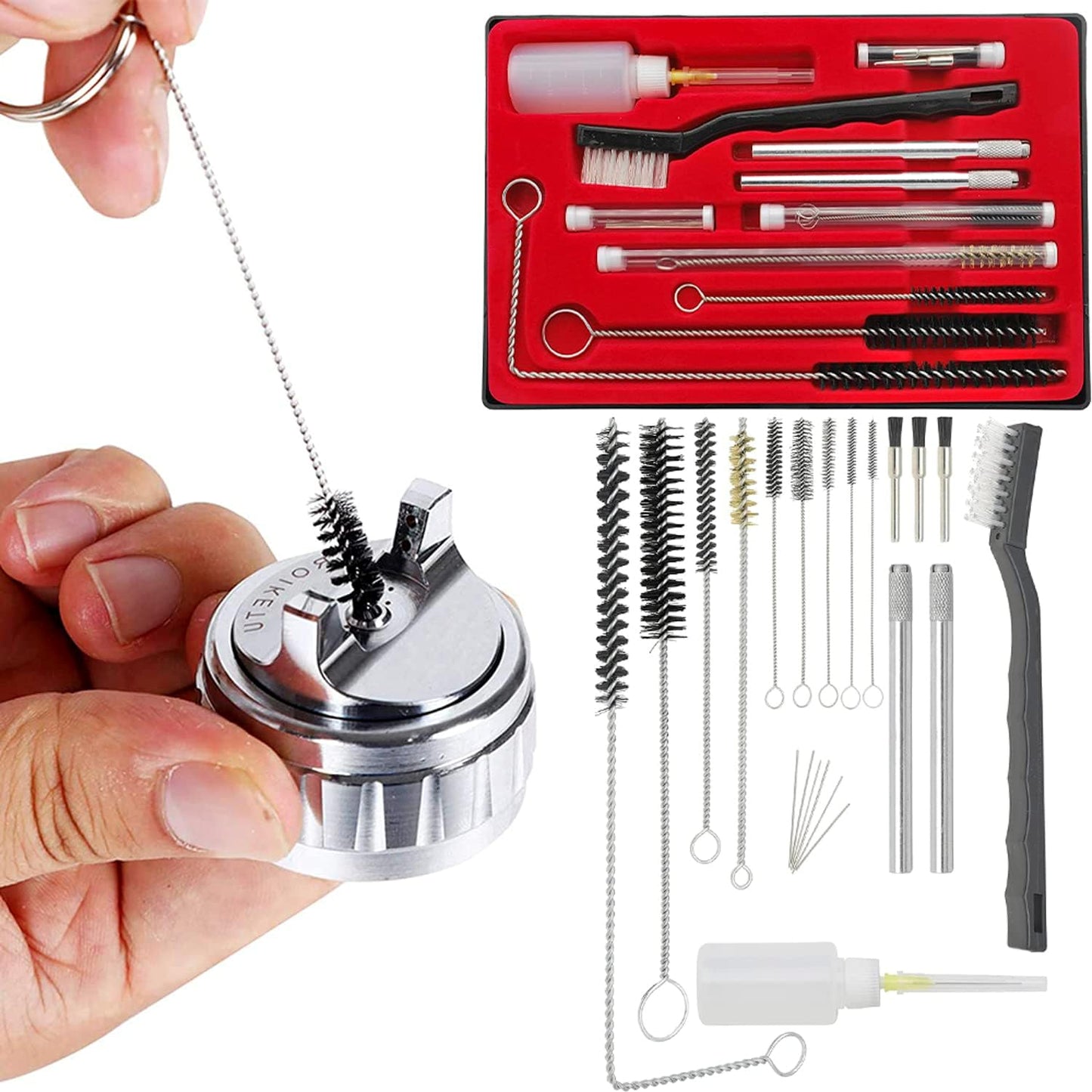 Kit limpieza 23 pzas para rociadoras succión gravedad HVLP
