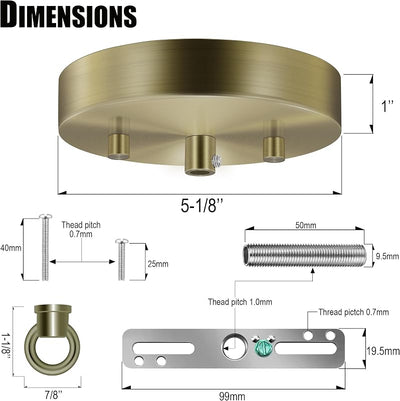 Kit dosel luz 5-1/8pulg placa techo bronce
