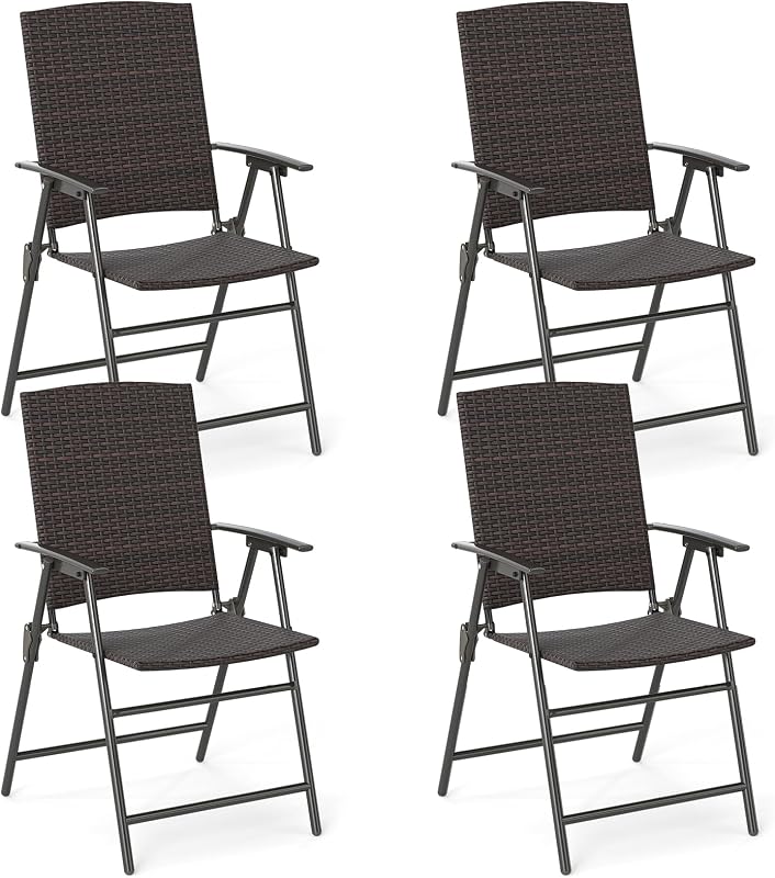 4 Sillas plegables mimbre polietileno exterior