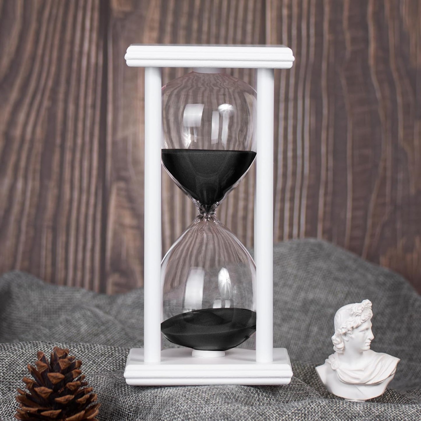 Reloj arena madera blanca 60 min decoración artesanal