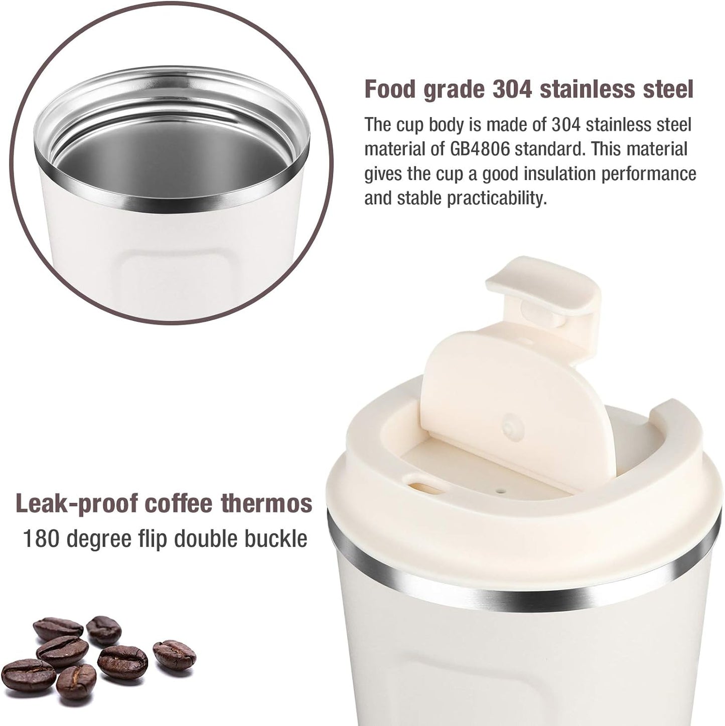 Vaso térmico acero inox 510ml doble pared a prueba de fugas