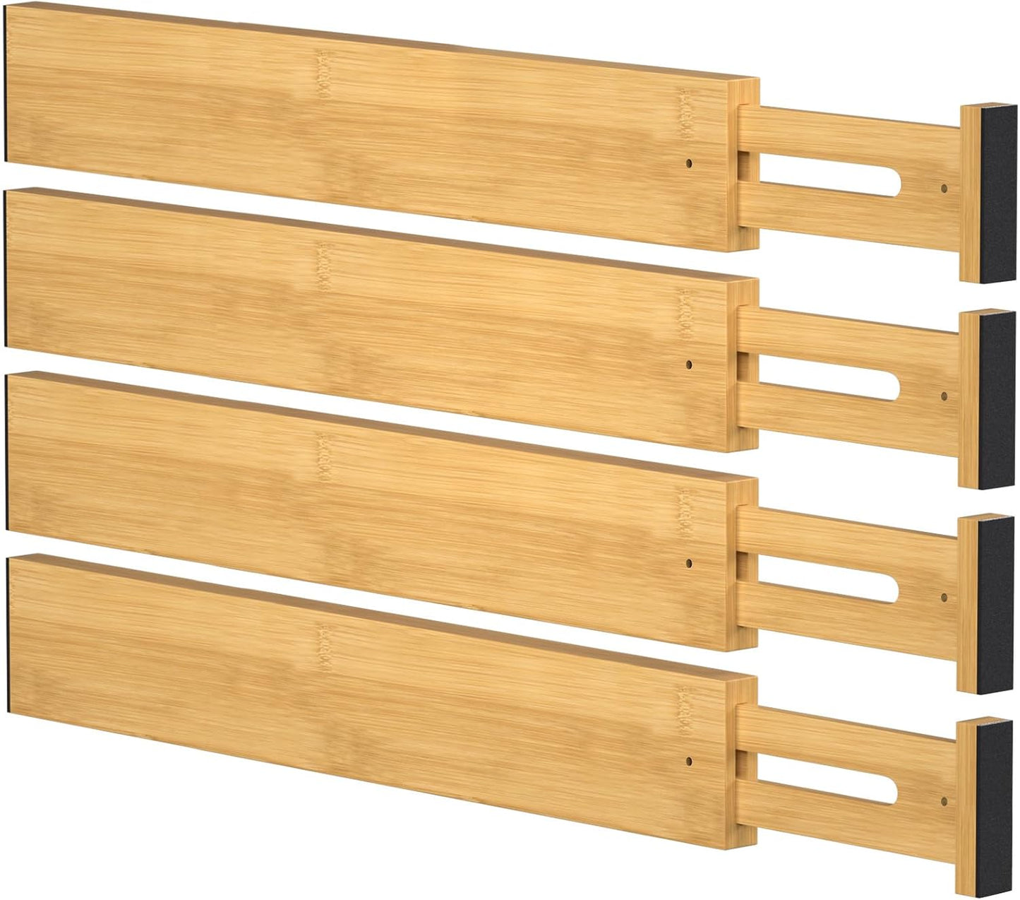 Organiz. cajones bambú ajustable 17-22" set 4