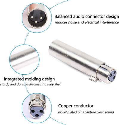 Adaptador XLR macho a hembra 3 pines set 2