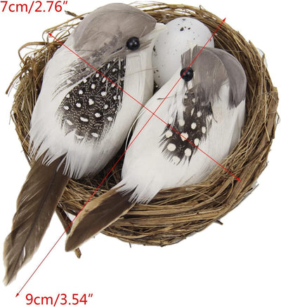 Juego nido pájaros artificiales y huevos decoración hogar jardín