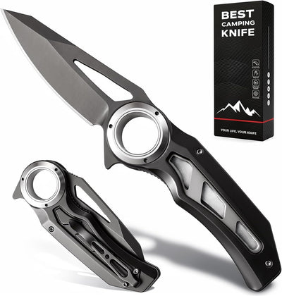 Cuchillo plegable acero inox EDC para hombres y mujeres negro