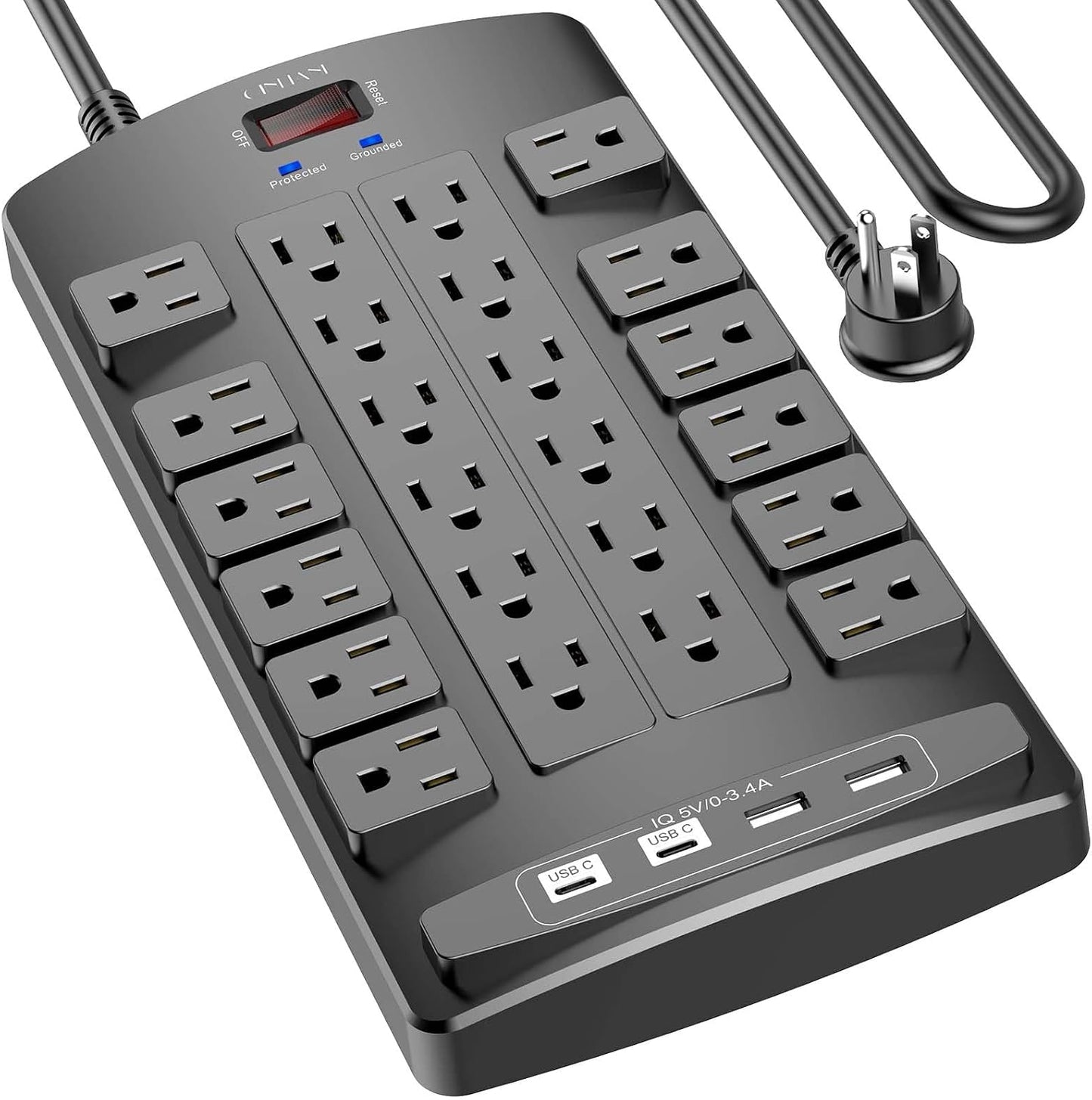 Regleta sobretensión 10pies 4puertos USB 1875W