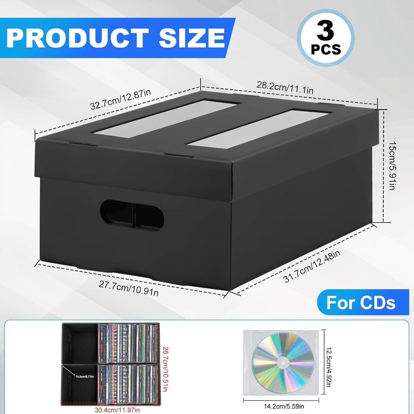 Caja almacenamiento CD 2 compartimentos 3 Pzas 180 joyas