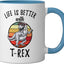 Taza Cerámica T-Rex Azul/Blanco