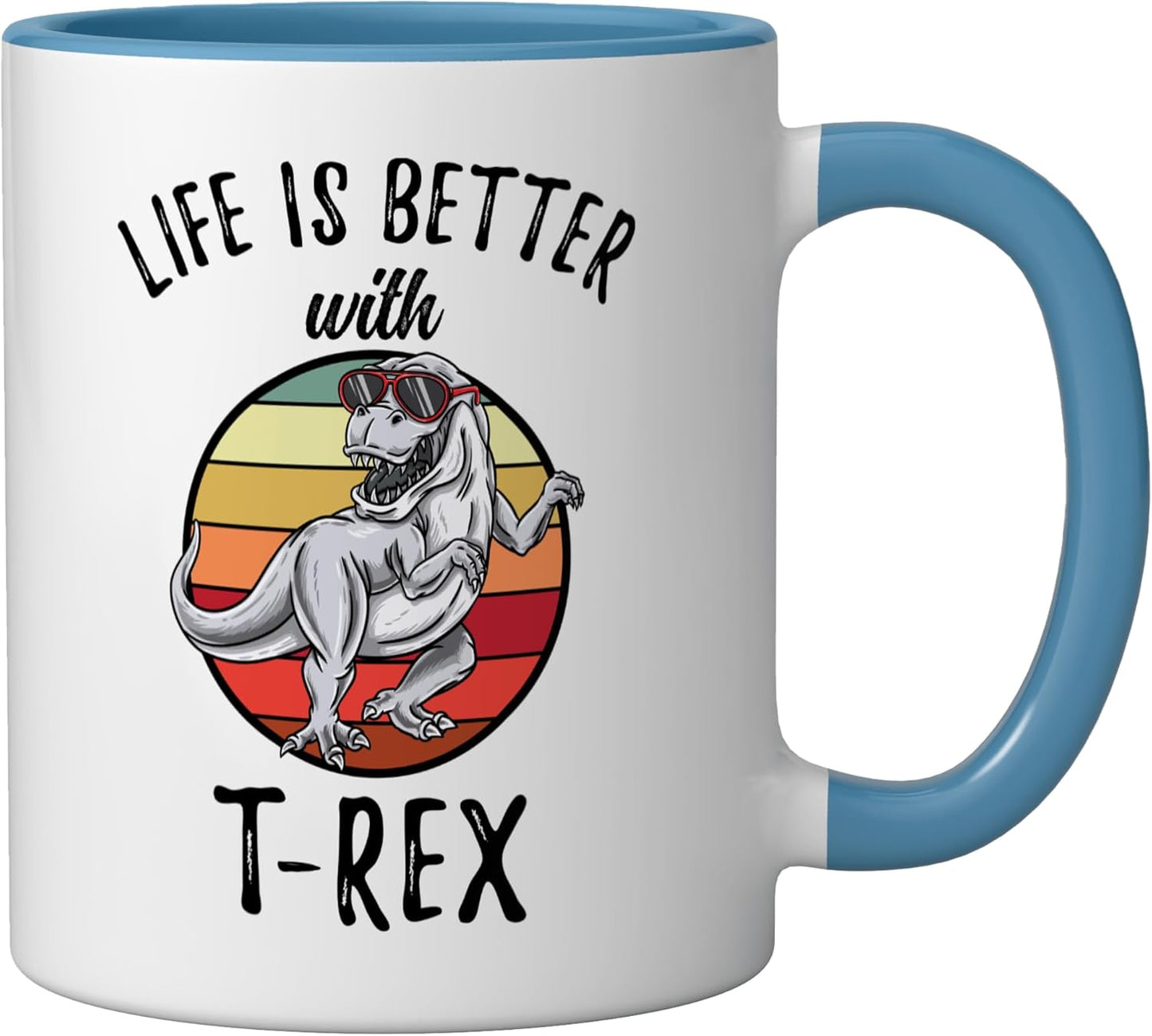 Taza Cerámica T-Rex Azul/Blanco