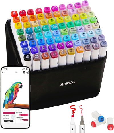 Marcadores alcohol doble punta 80 colores para adultos