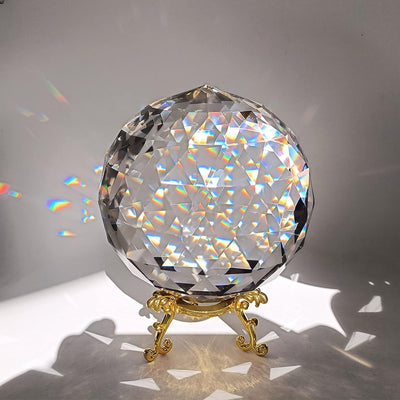 Esfera cristal facetada con soporte para arco iris decoración hogar
