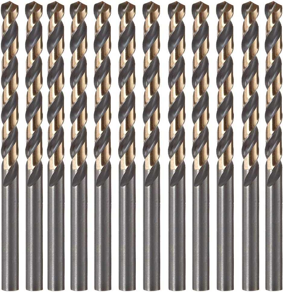 12 Brocas Helicoidales 5/32pulg Revestidas Oro Negro