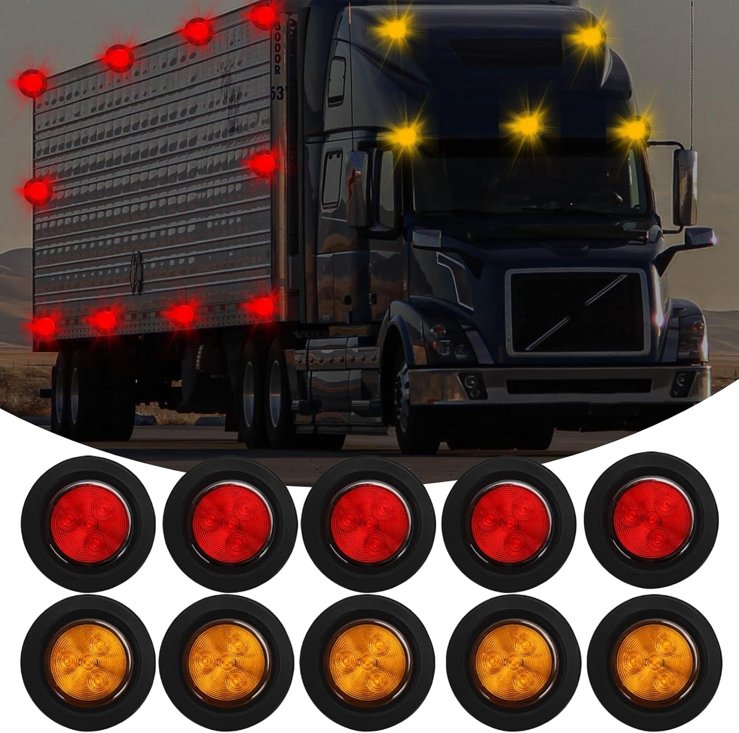 10 Luces LED remolque con ojales goma