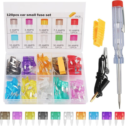 Kit 120 fusibles auto con probador y extractor 35A-2A