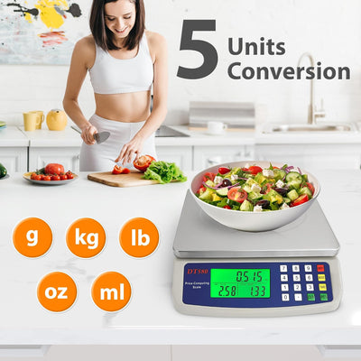 Balanza digital cocina acero inox 40kg LCD para pan carne