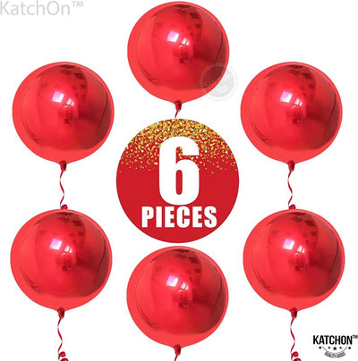 Globos rojos 22pulg pack 6 metálicos para fiesta