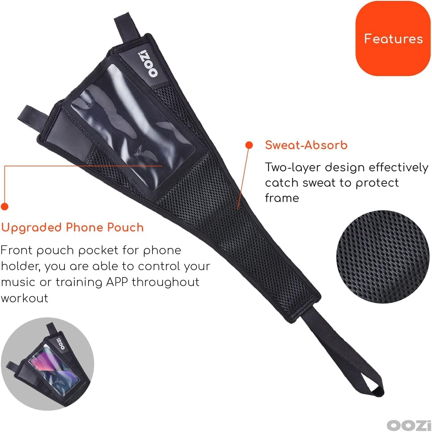 Protector de sudor bicicleta con bolsa para teléfono