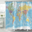 Cortina ducha mapa mundo educativo 69x70pulg con ganchos