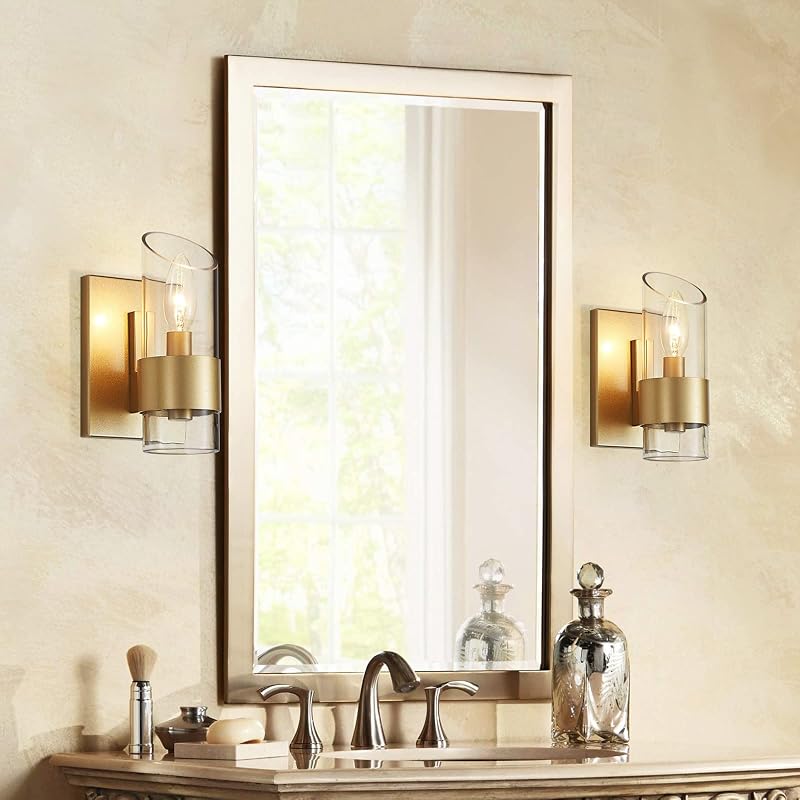 2 Pzas Lámpara Baño 1 Luz sobre Espejo Dorado