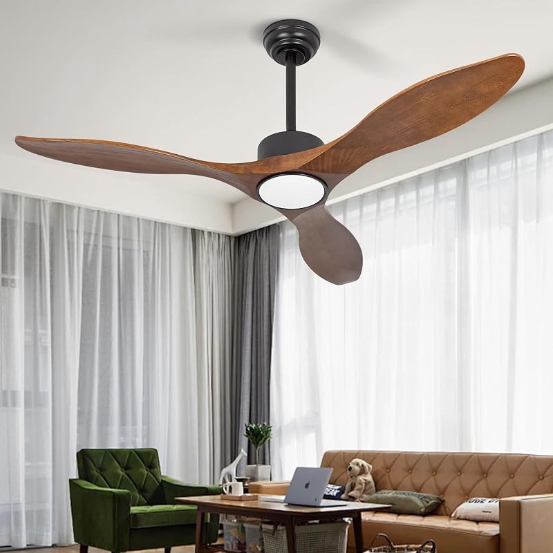 Ventilador techo madera 52" luz control remoto 6 vel