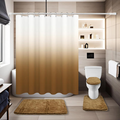 Set 4 cortinas ducha gris pardo con cubierta inodoro