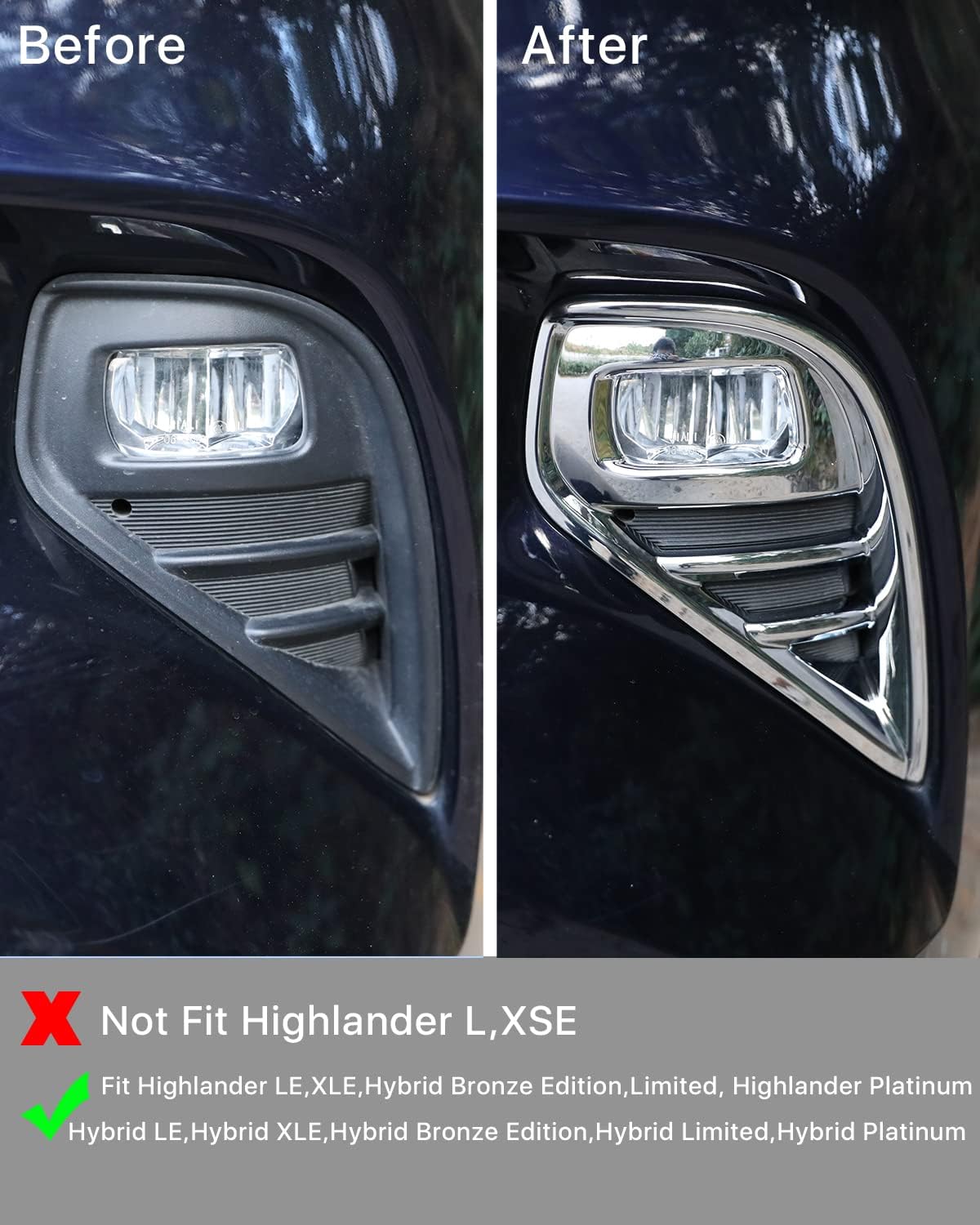 Lámpara antiniebla cromada para Toyota Highlander