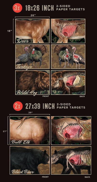 Objetivos de animales para tiro con arco y rifles 2 caras