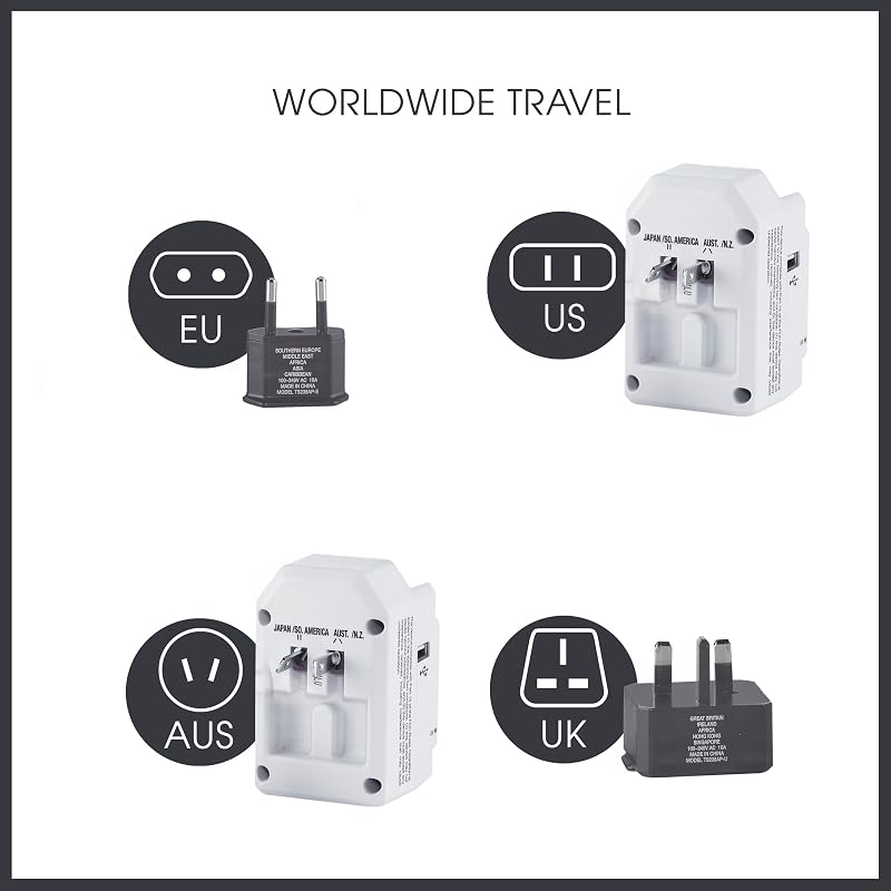 Adaptador viaje universal USB enchufe europeo con protección