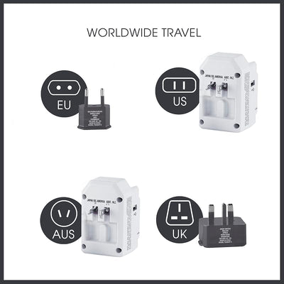 Adaptador viaje universal USB enchufe europeo con protección