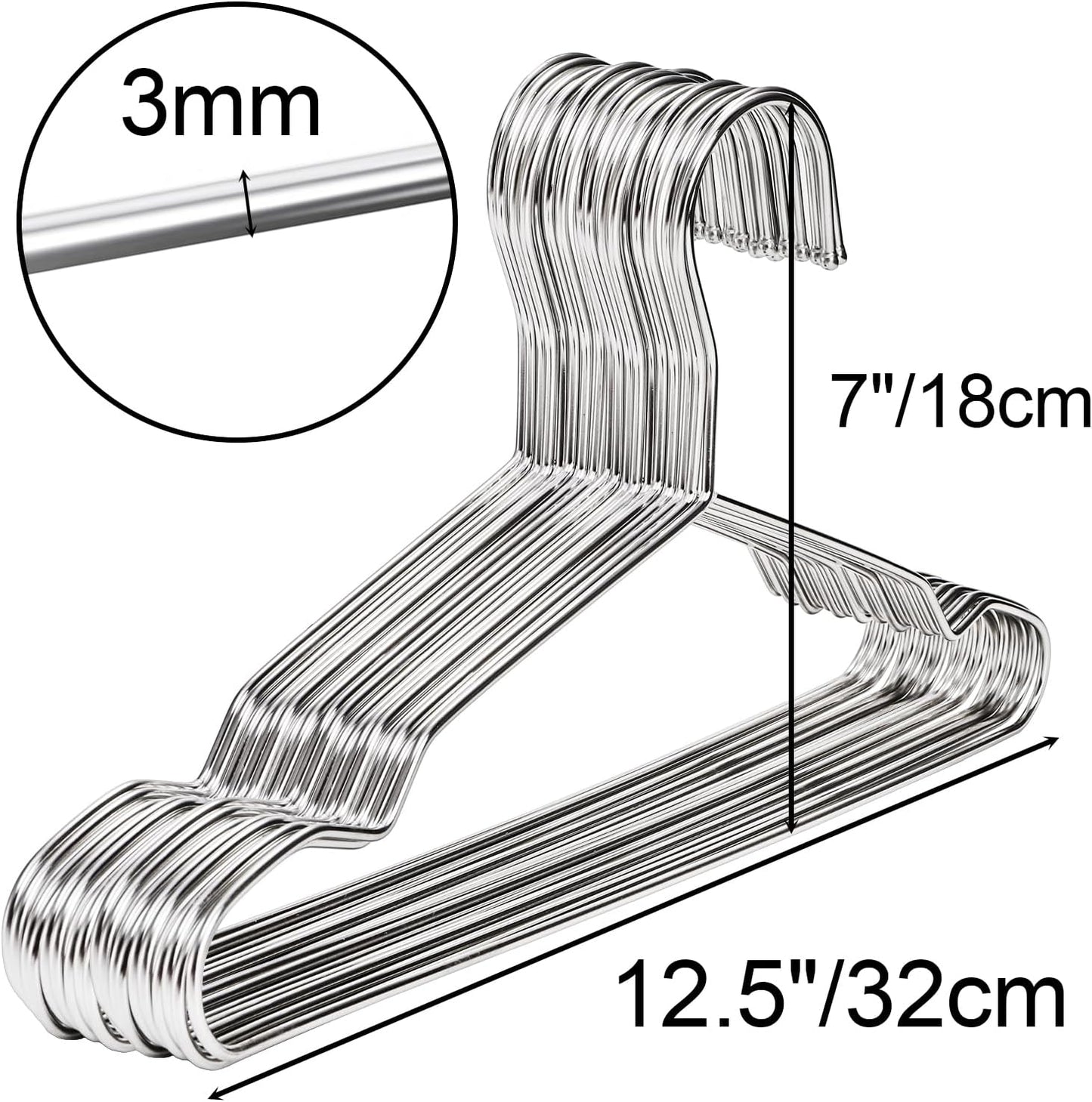 50 Perchas Acero Inox para Niños 12.5"