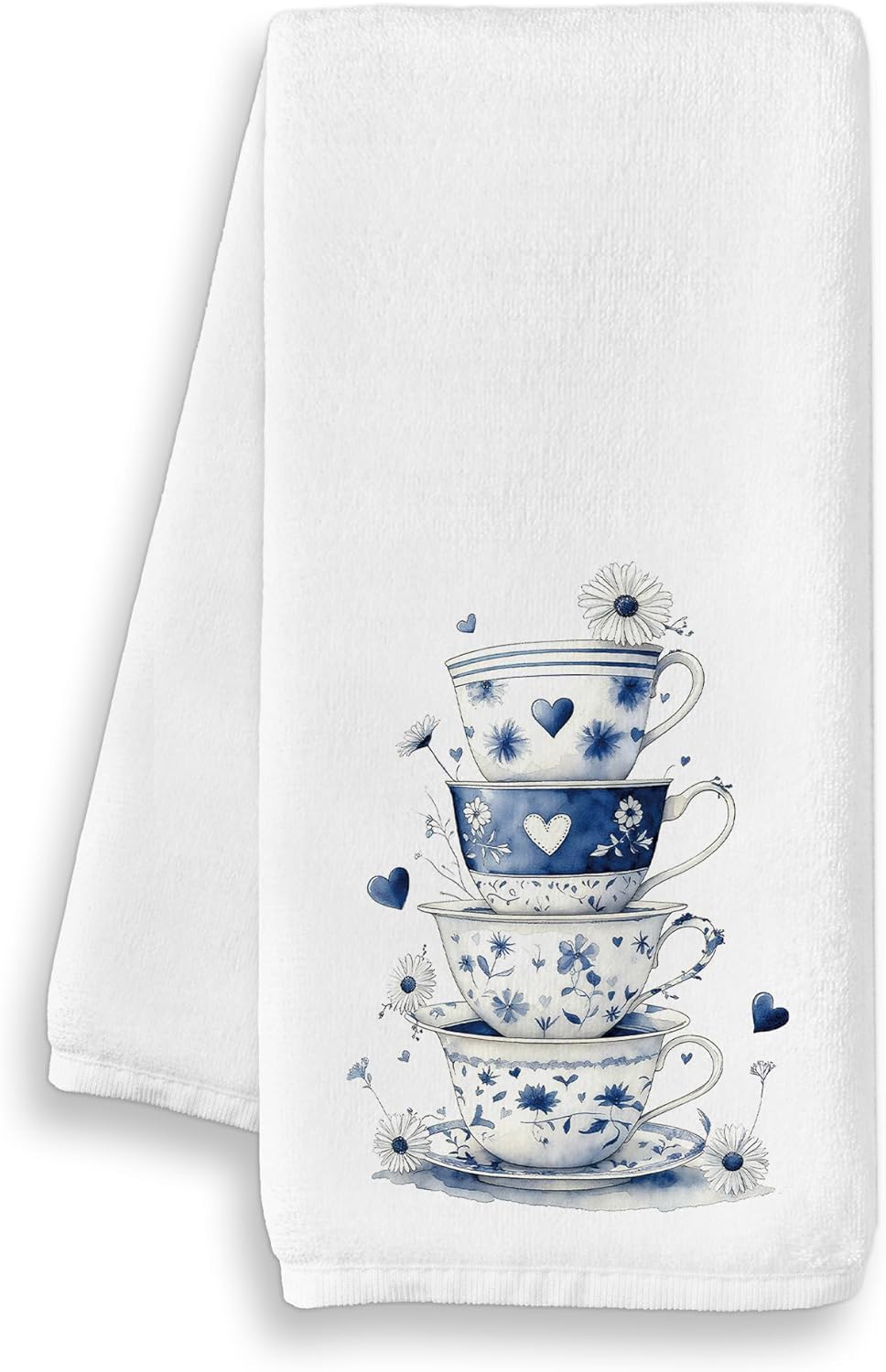 Toallas cocina diseño floral azul blanco 16x24pulg